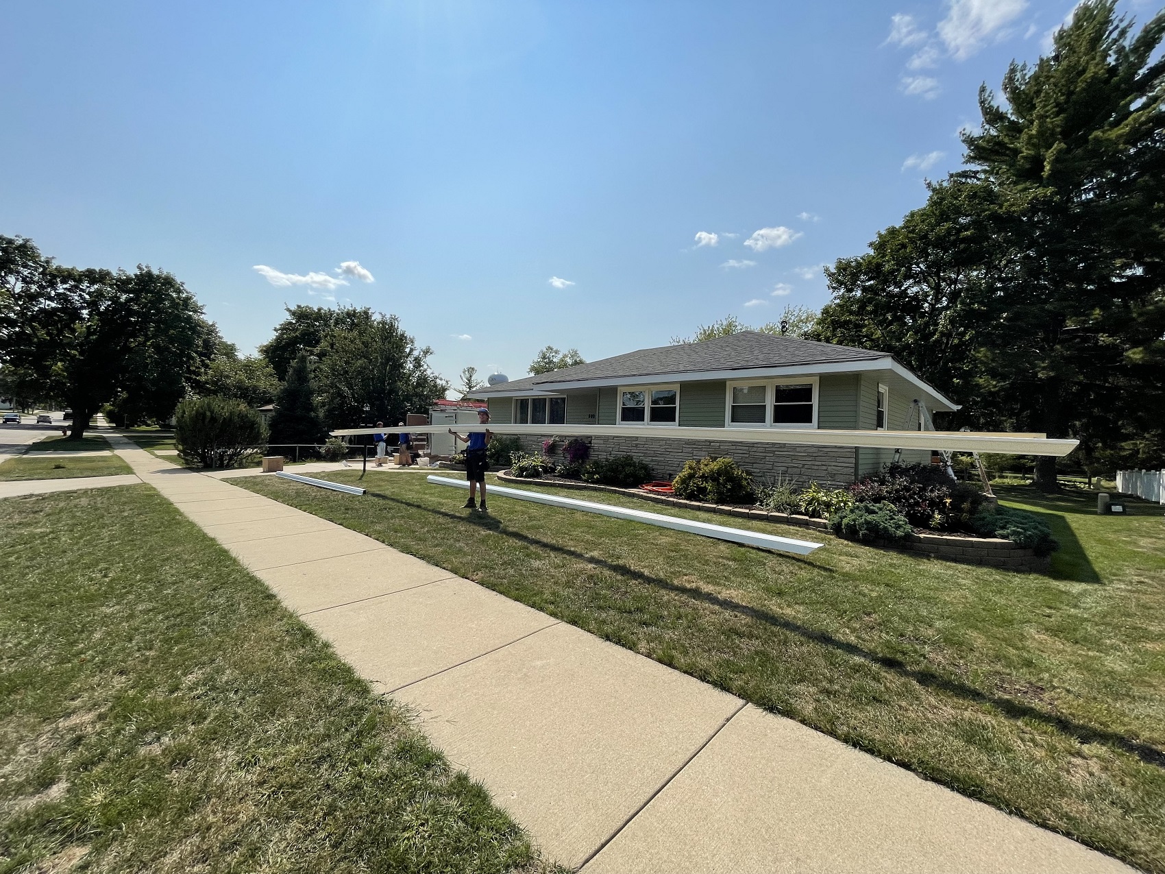 Long gutter created with Schmidt Contracting gutter forming machine