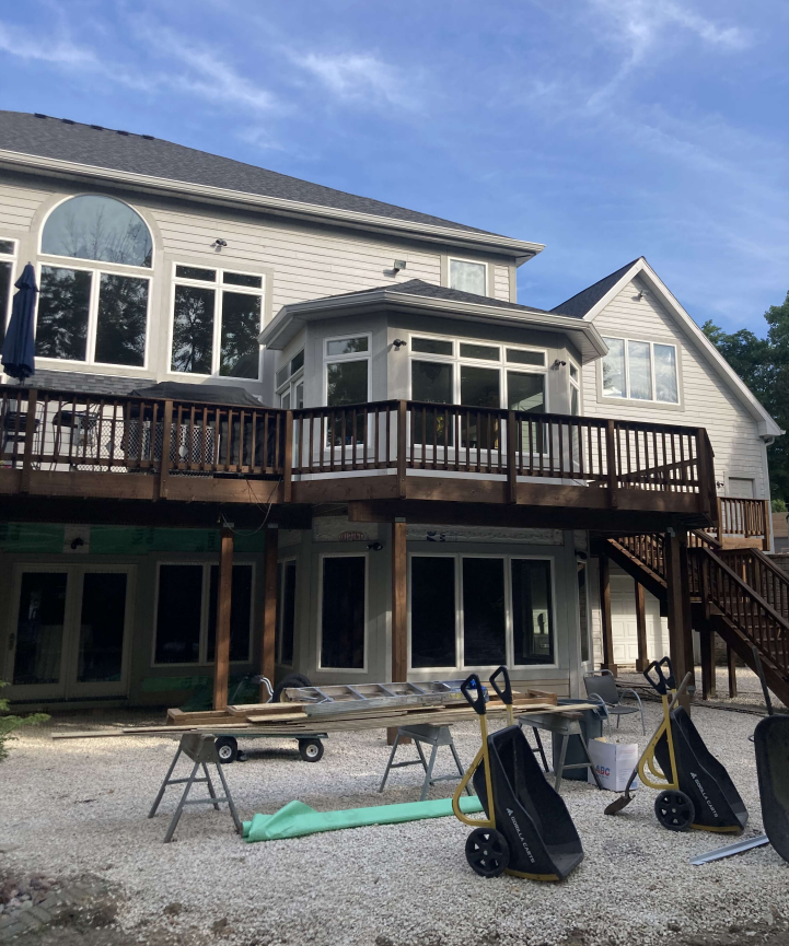 New Berlin New Silver Gray Gutters with Construction